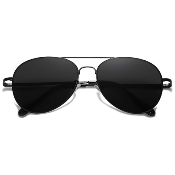 Classic Aviator Sunglasses Metal Spring Hinges SJ1030 Black - Picture 3 of 6